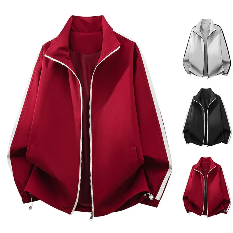 Chaqueta deportiva Unisex para otoño y primavera para mujer, chaqueta informal para acampar con cuello levantado para exteriores, abrigos de ciclismo de béisbol transpirables sólidos para hombre