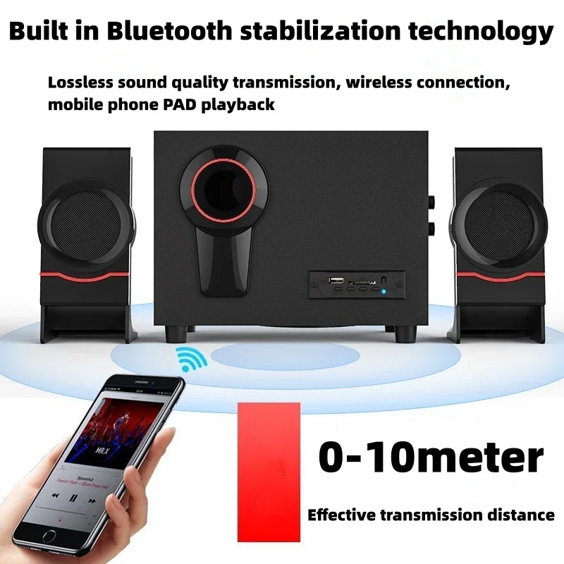 

Multimedia Overweight Subwoofer Wooden 2.1 Computer Active Combination Bluetooth Speaker Card USB Mobile TV Notebook Home Theate