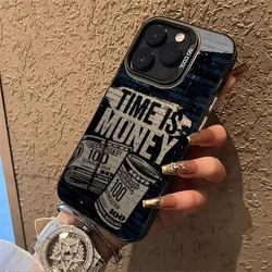 Graffiti Design Creative Time is money Simplicity For iPhone 16 15 14 13 12 11 Pro Max PLUS Shockproof Sort Phone Y2k INS Cover