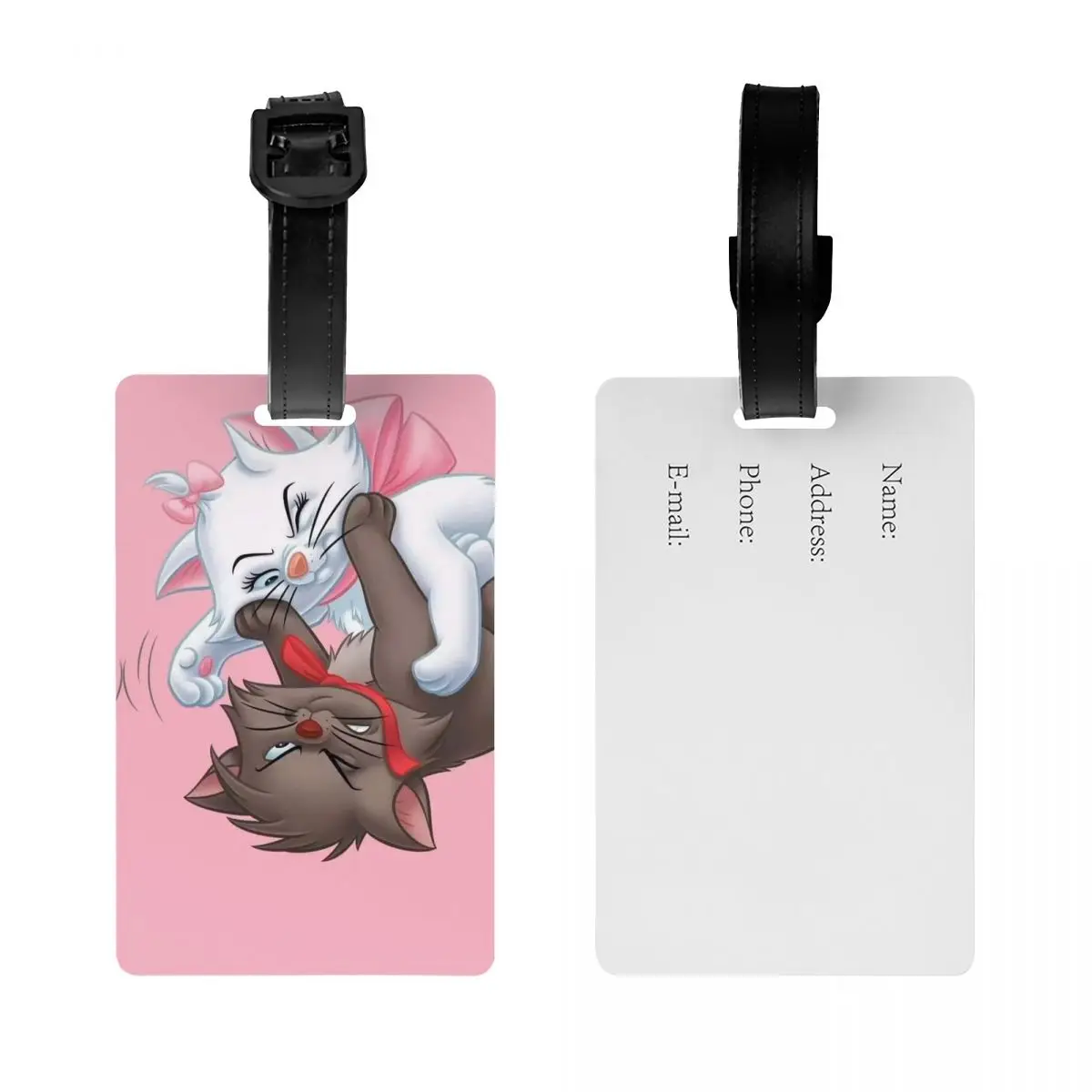 Custom Aristocats Cats Marie Cartoon Luggage Tag Privacy Protection Baggage Tags Travel Bag Labels Suitcase
