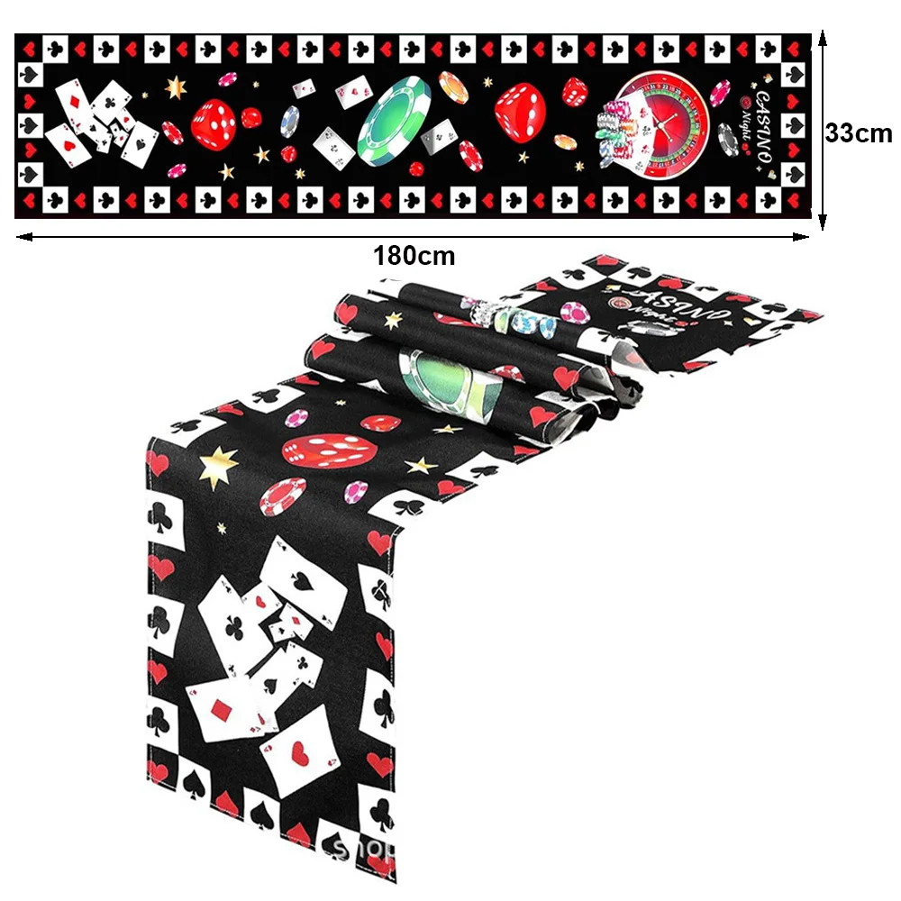 Poker Casino Decorations Tablecloth Las Vegas Table Cover 777 Foil Balloon for Casino Game Birthday Playing Card Party Supplies view 3