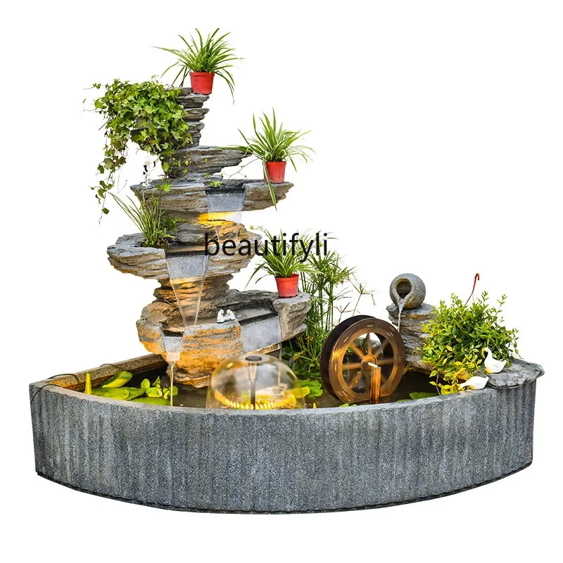 Large Rockery Fountain Water Decoration Garden Courtyard Villa Balcony Living Room Decoration Fish Pond Landscape