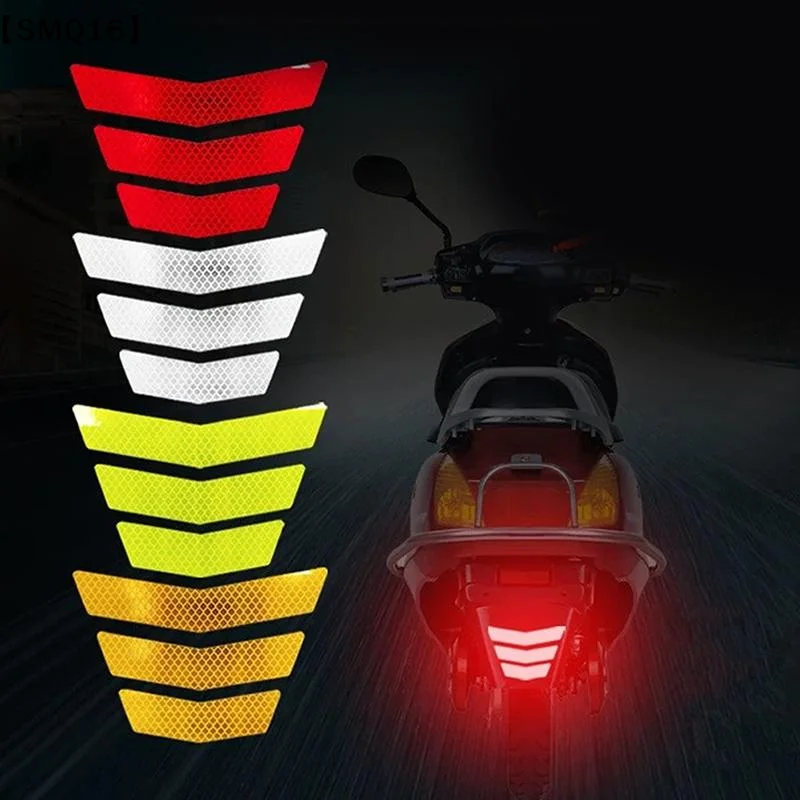 3pcs/set Motorcycle Stickers Tail  Bumper Decal Adhesive Tape Reflective Warning Trapezoidal Arrow For Car Truck Bike【SMQ】