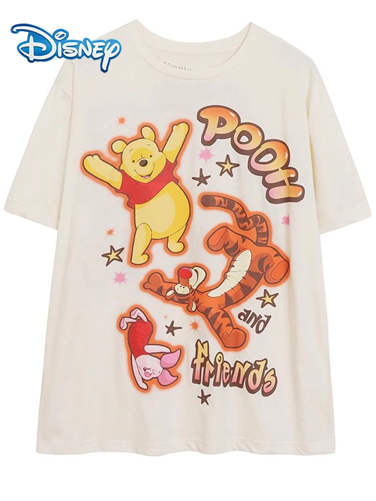 

Disney Winnie the Pooh Bear Tigger Letter Cartoon Print T-Shirt Casual Women Short Sleeve O-Neck Pullover Tee Tops Streetwear