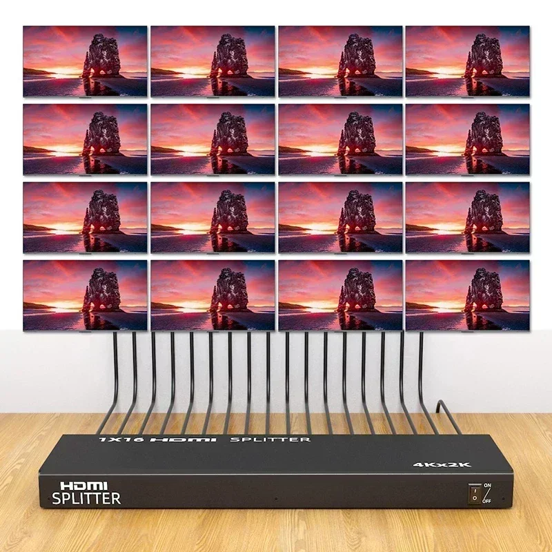 

4K 1X16 HDMI Splitter 1 In 16 Out Video Distributor Multi-screen Display Screen Mirror Split for PS5 PS4 Camera PC To Monitor TV