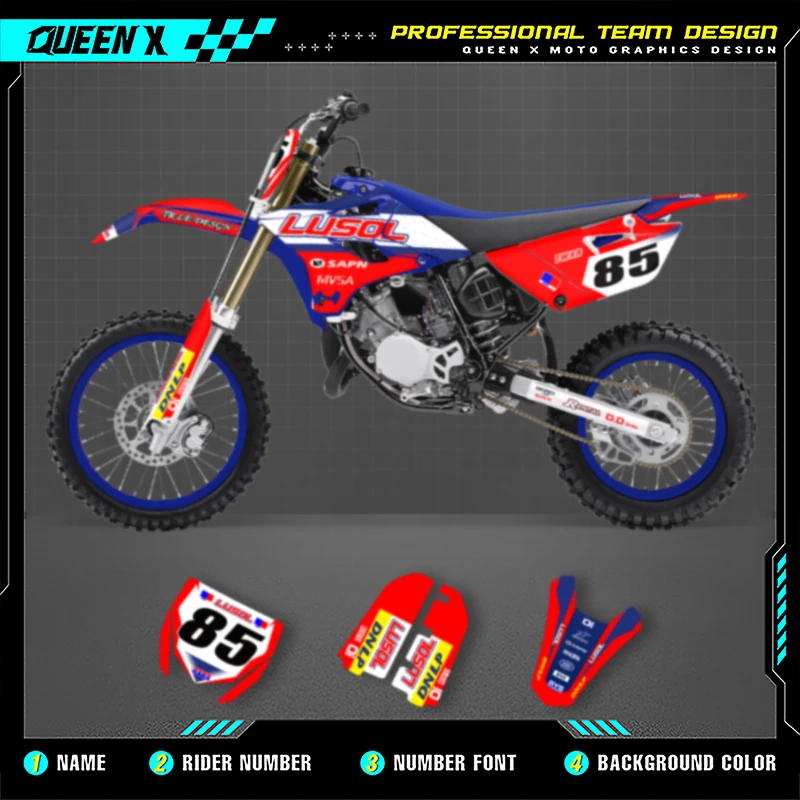 

Queen X MOTOR Cusotm Team мотоцикл для YAMAHA YZ85 2015 2016 2017 2018 2019 2020 2021 008 комплекты графических наклеек