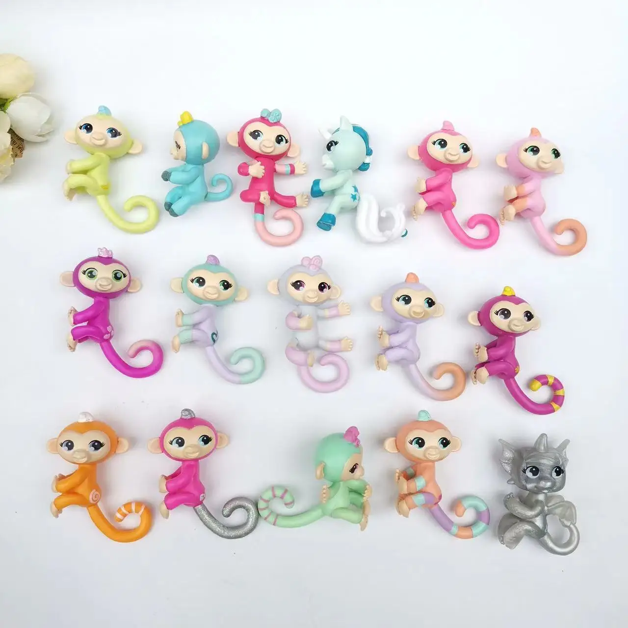 Hand Finger Kawaii Animal doll Macaron Finger Pen Set Monkey Cartoon Anime  3D Doll Decoration Doll Pendant