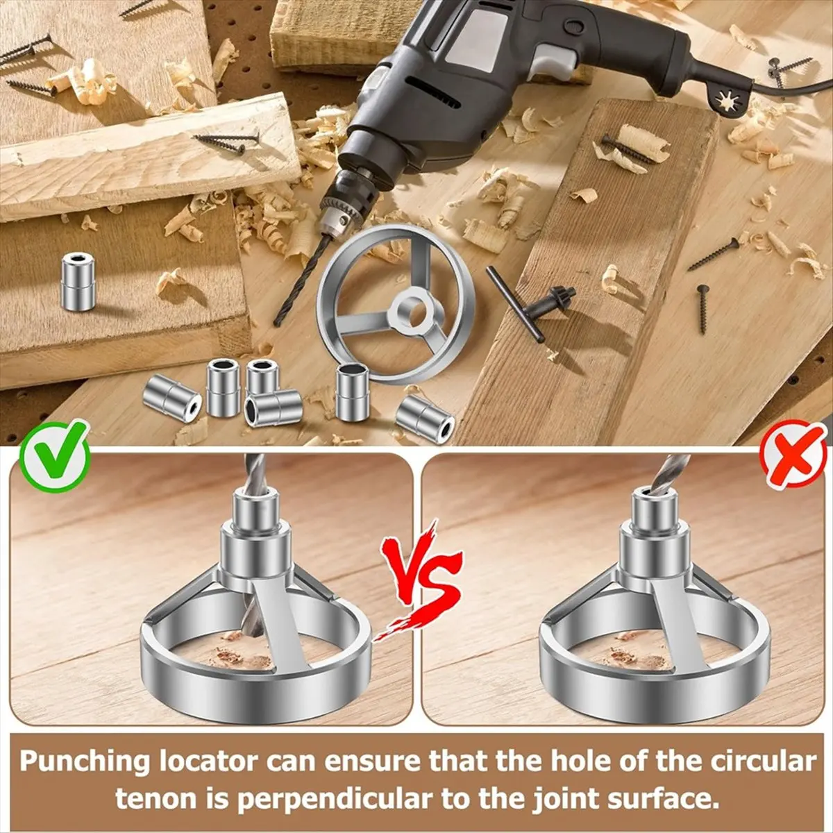 cnim-垂直穴パンチロケーター、木工用ストレート穴ドリルポジショナー、6つのドリルブッシング付き-5-6-7-8-9-10mm