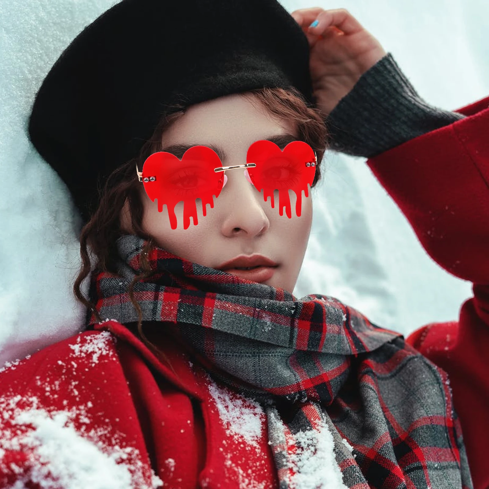 

1pc Heart-Shaped Tears Sunglasses Party Festival Decorative Rimless Glasses Funny Fashion Eyeglasses Unique Photography Props
