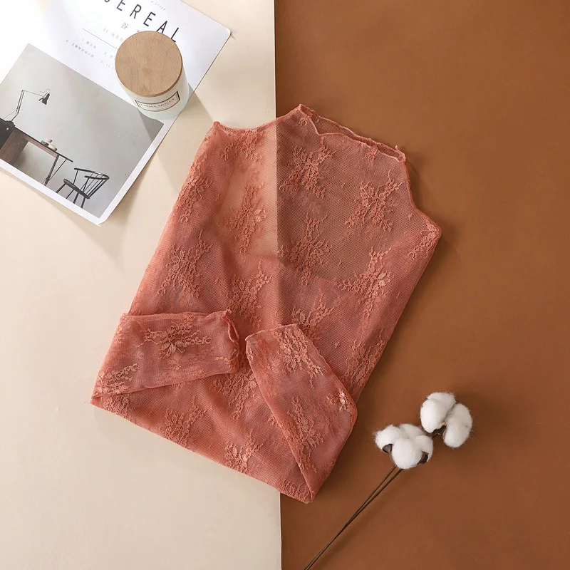 Sexy Vrouwen Mesh T-shirts Transparant Kanten Blouse Lange Mouw See Through Tops Voor Vrouwen Dieptepunt Shirt Sheer Tees Body Crop Top