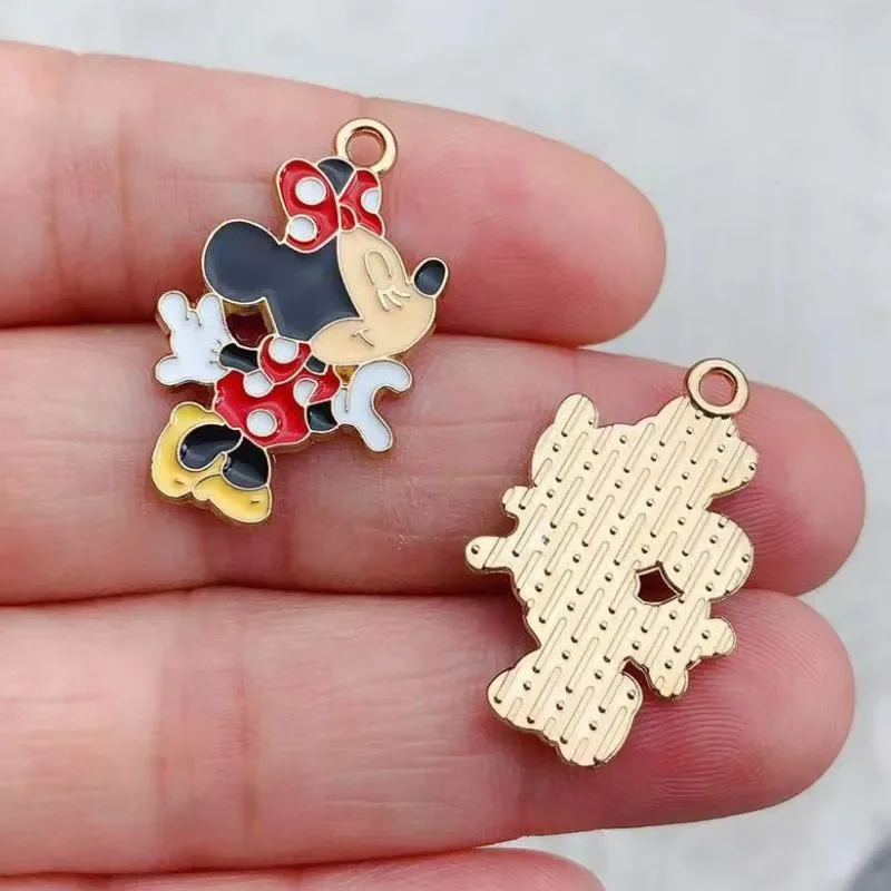 Disney Mickey Minnie Colar Pingente, Cute Cartoon Jewelry, Pequeno Pingente, DIY Handmade Material Acessórios, 10Pcs