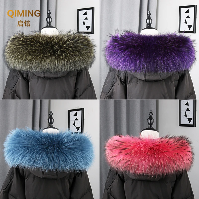 

Real Fur Collar For Parkas Coat Luxury Warm Natural Raccoon Women Fur Scarf Ring Scarves Men Jackets Coat Hood Shawls and Wraps