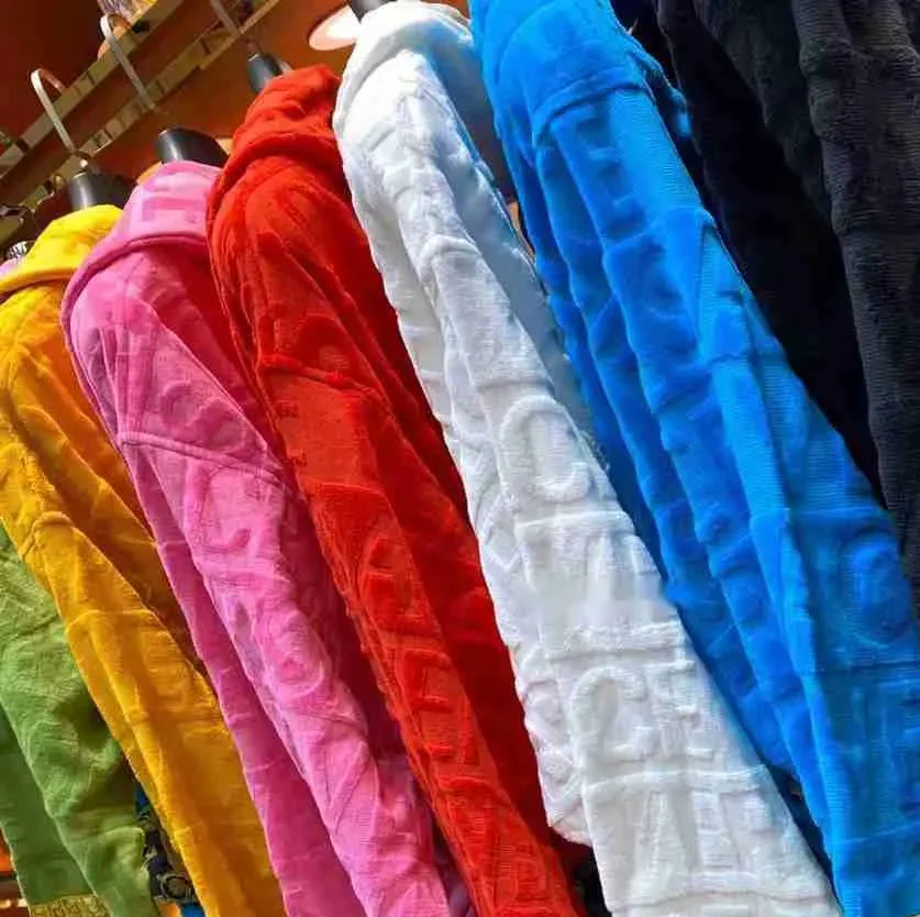 رداء حمام للرجال والنساء، رداء طويل من القطن الفاخر على طراز الفندق، ملابس منزلية مريحة من القطيفة #4