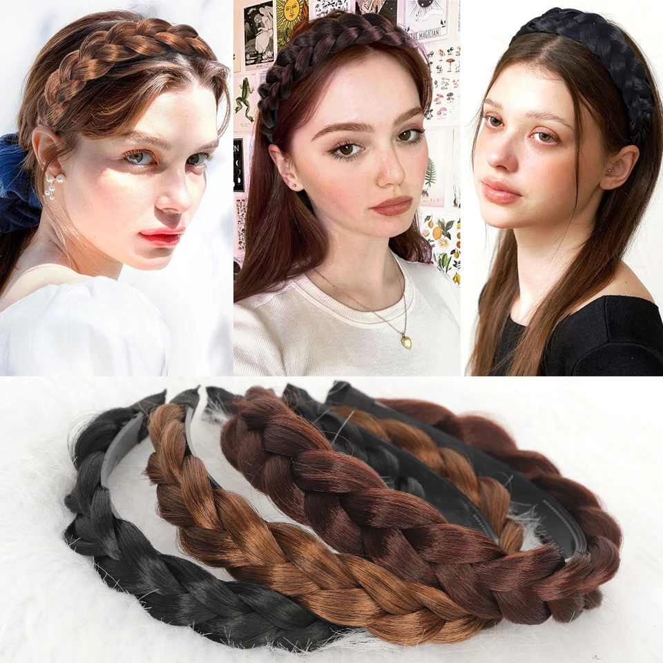 

Synthetic fashion three strand braid hoop wig Fried Dough Twists braid braid headdress comfortable hair clip hoop braid