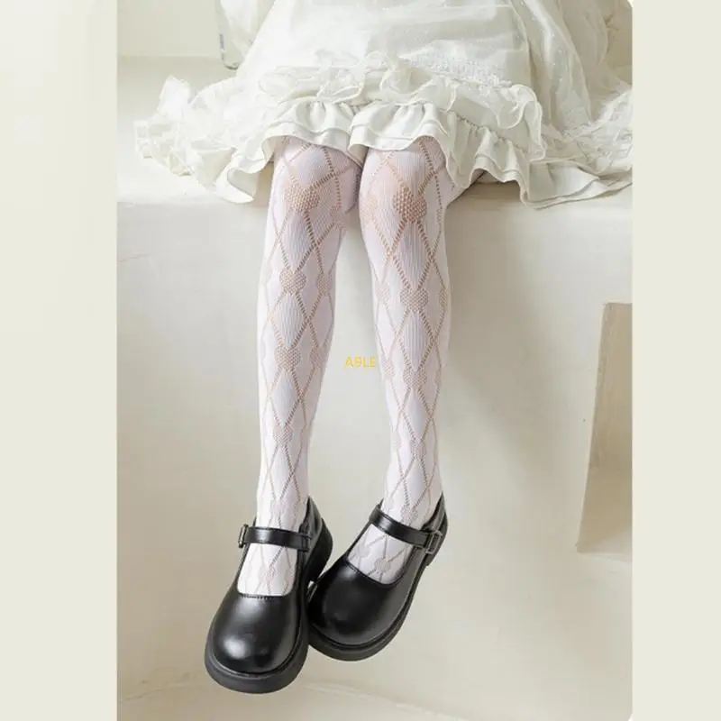 

Summer Thin Tights Girls Leggings Hollowed Out Breathable Mesh Pantyhose Long Stockings for Child 0-13T