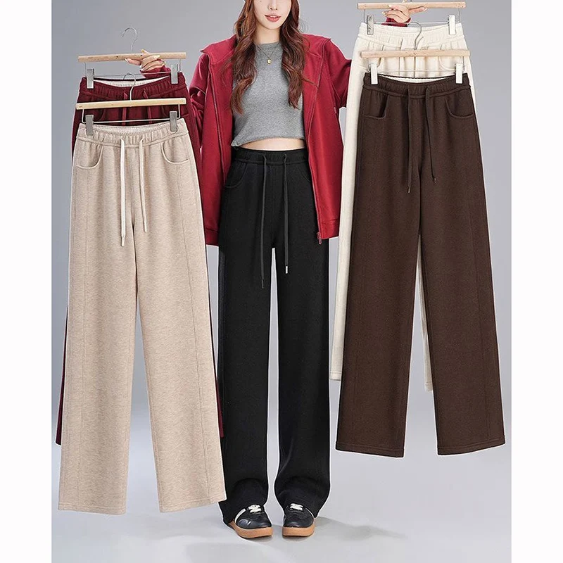 Vendita calda inverno signora pile pantaloni casual ragazze classici pantaloni a vita alta in peluche moda donna pantaloni termici quotidiani
