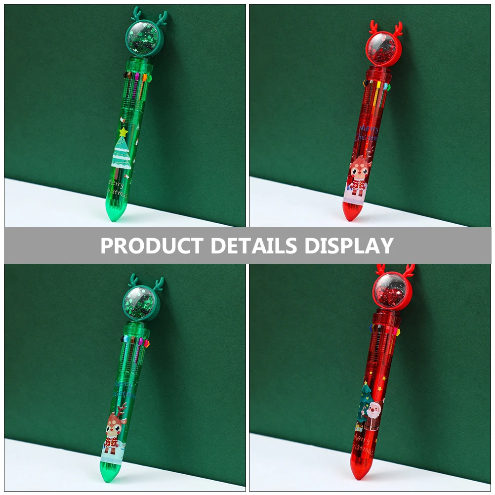 

4 Pcs Christmas Ballpoint Multicolor Cute Cartoon for Students Smooth Writing Portable Stationery Gift Xmas Pens Office School