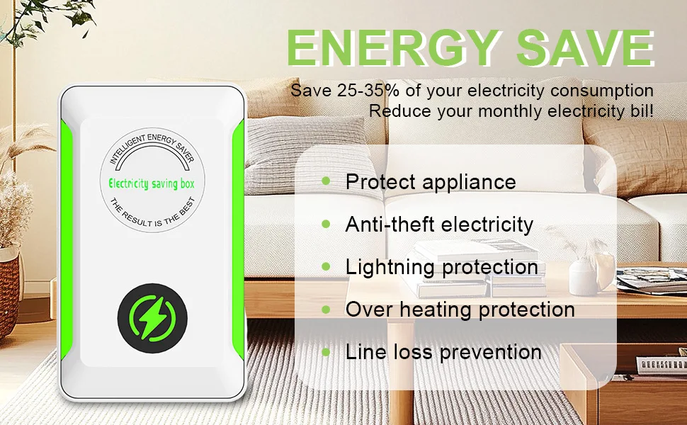 Eayburst StopWatt Stromsparbox Energy Saver Plug Saving Device für Zuhause 90V-250V US/EU Steckeradapter Energiespargerät – Detail 1