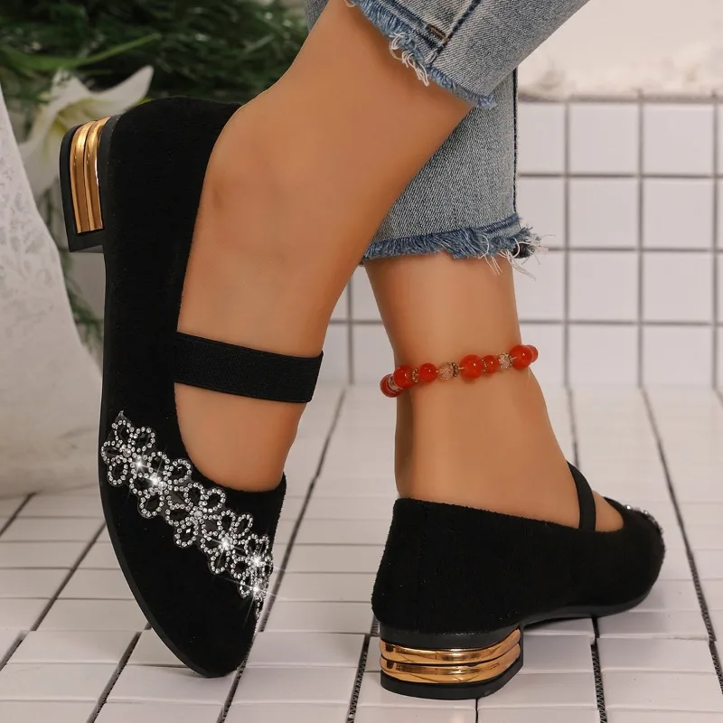 Large Size Low-heeled Square-toe Pointed-toe Slip-on Suede Versatile Casual Shoes - view 5