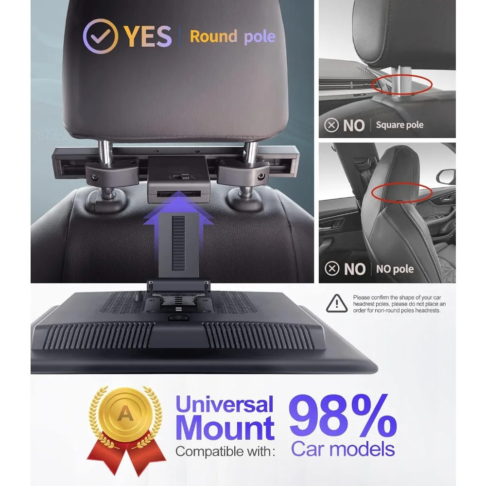 NEW - 12.4" Android 4K Car TV Headrest Monitor Tablet for Back seat, Support Phone Wireless Connection Mirror Link