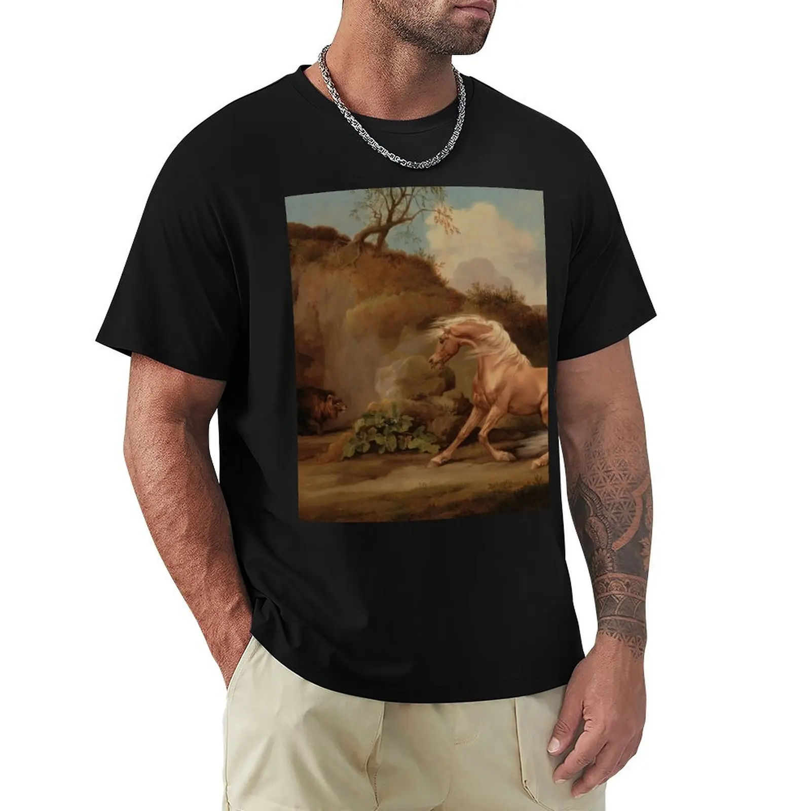 

George Stubbs - Horse Frightened By A Lion 1762 T-Shirt kawaii clothes graphic t shirts summer clothes mens clothes