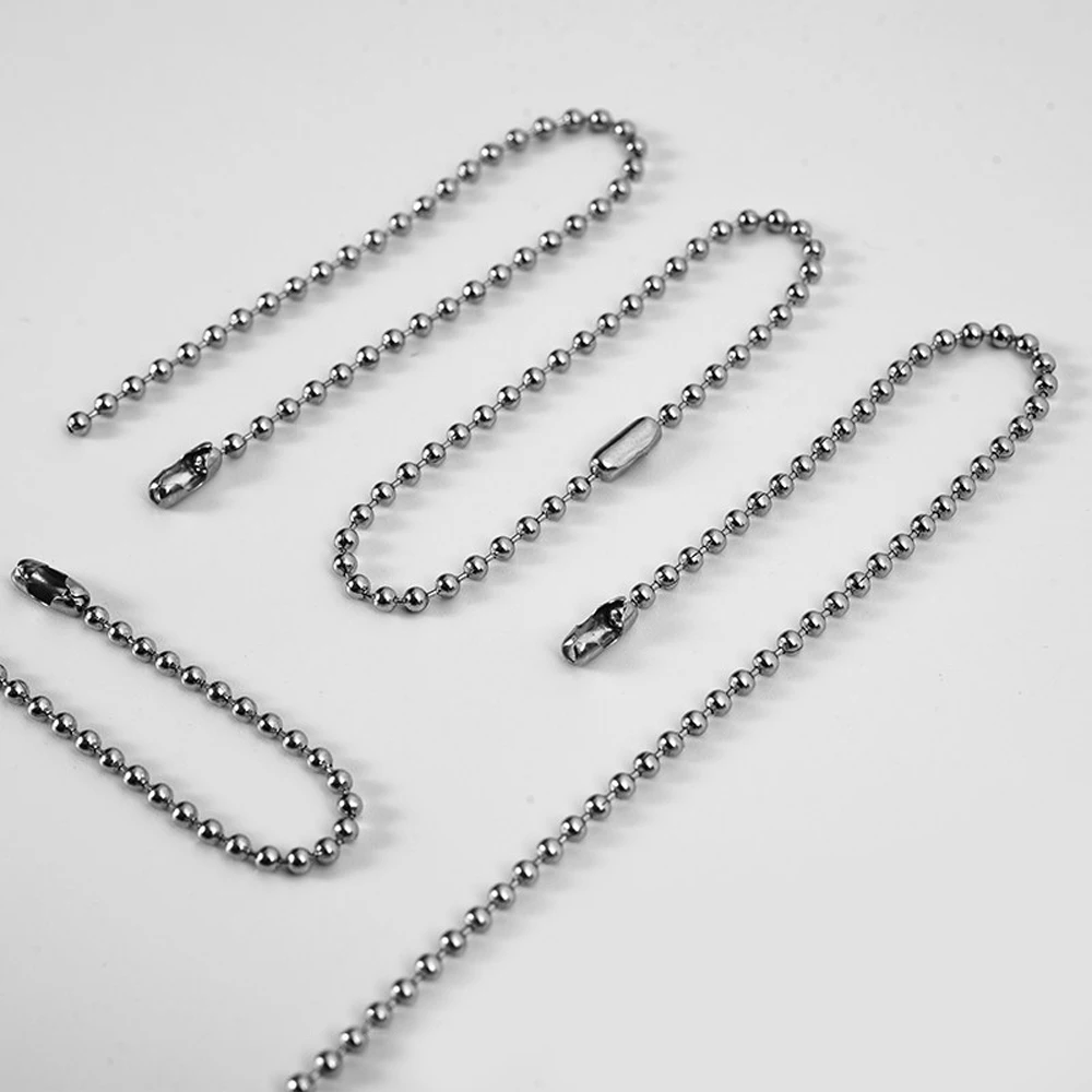 5-50pcs Round Ball Bead Chains Fits Key Chain 6-100cm Length Dog Tag Bulk Chains With Connector For DIY Pendant Jewelry Finding