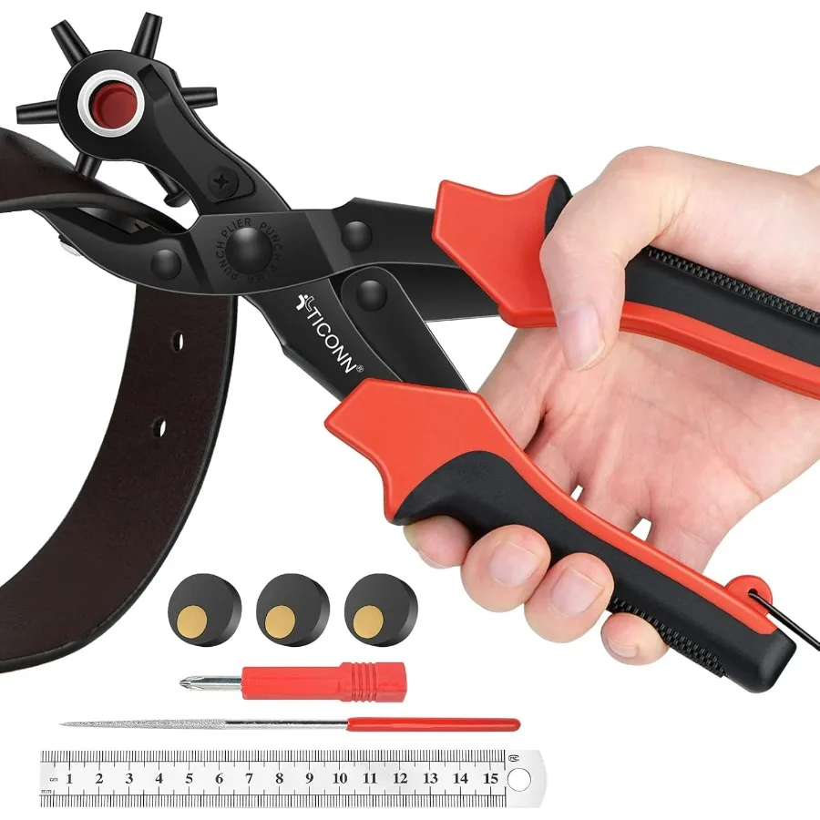 Set Alat Pelubang Kulit Multi Ukuran Heavy Duty untuk Lubang Presisi pada Sabuk, Tali Jam, Lembaran Plastik, dan Aplikasi Kain