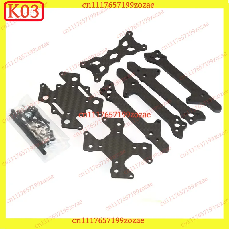 k03 HD 3.5 Inch Carbon Fiber FPV Frame Kit, 3D Printed Ultralight Structure for Racing Freestyle Quadcopter Drone Builds