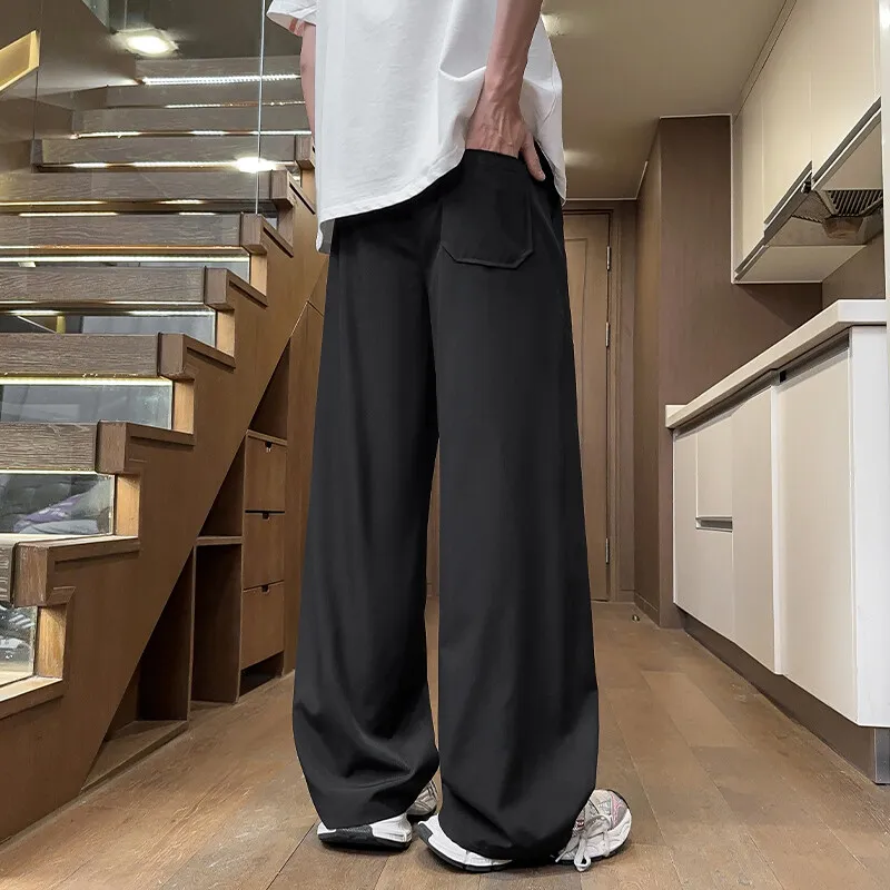 plus Size Men's Elastic Waist Drawstring Summer Ice Silk Pants Lightweight Breathable Casual Trousers M-XXXXXL 5XL 4XL 3XL
