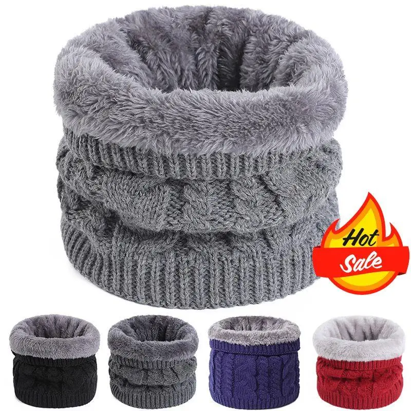 

Warm Knitted Scarf Thermal Thickened Fleece Lined Ski Neck Scarf Winter Women Men Windproof Skating Cycling Hiking Warm Mask