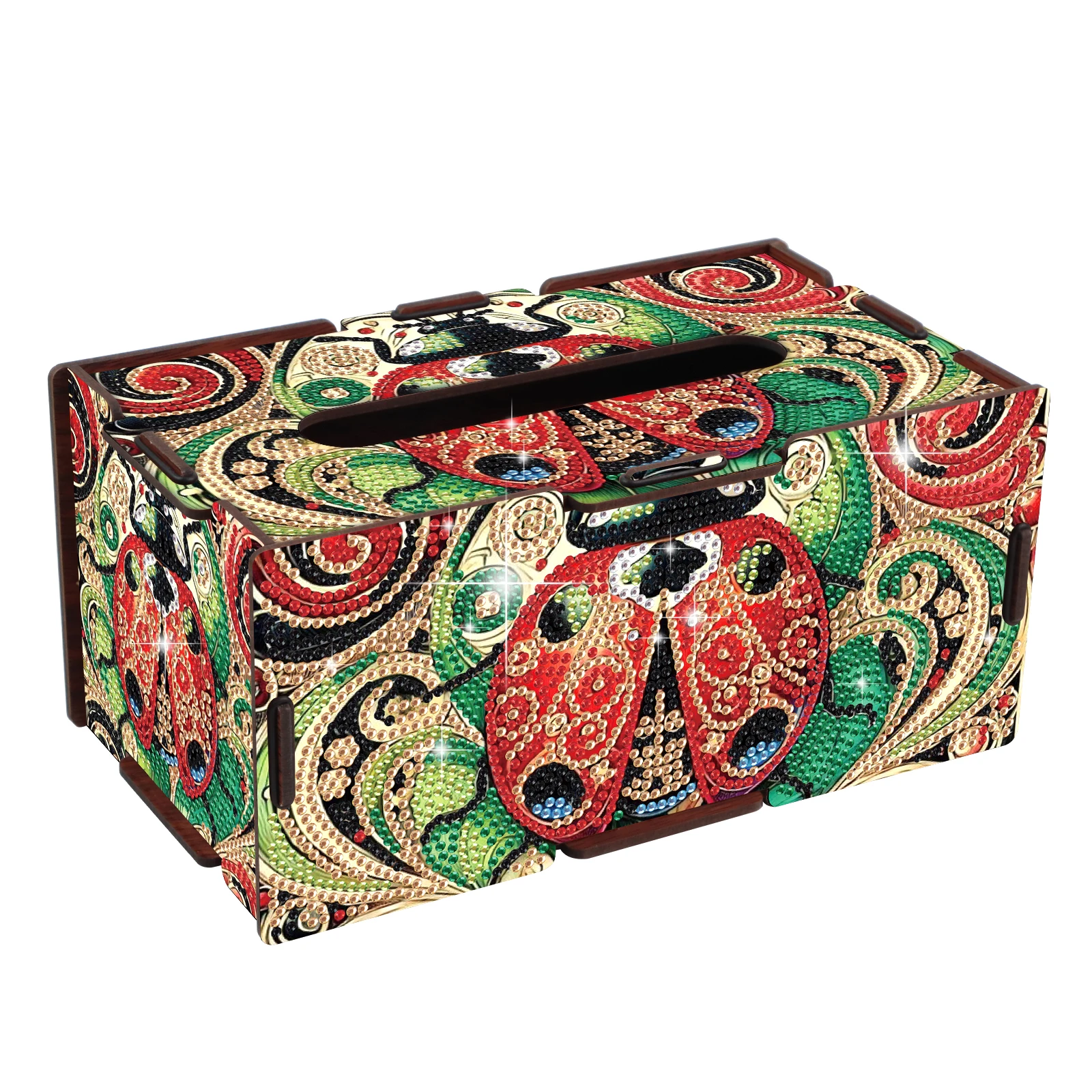 Kits de caixa de tecido de pintura diamante, joaninha vermelha forma especial diamante arte parcial artesanal diamante sala mesa decoração para casa presente