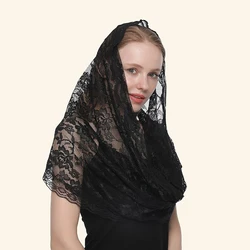 Spanish Mantillas Hijab Scarfs For Women Chapel Veil Catholic Mass Church Mantilla Lace Scarf Spanish Embroidered Shawl