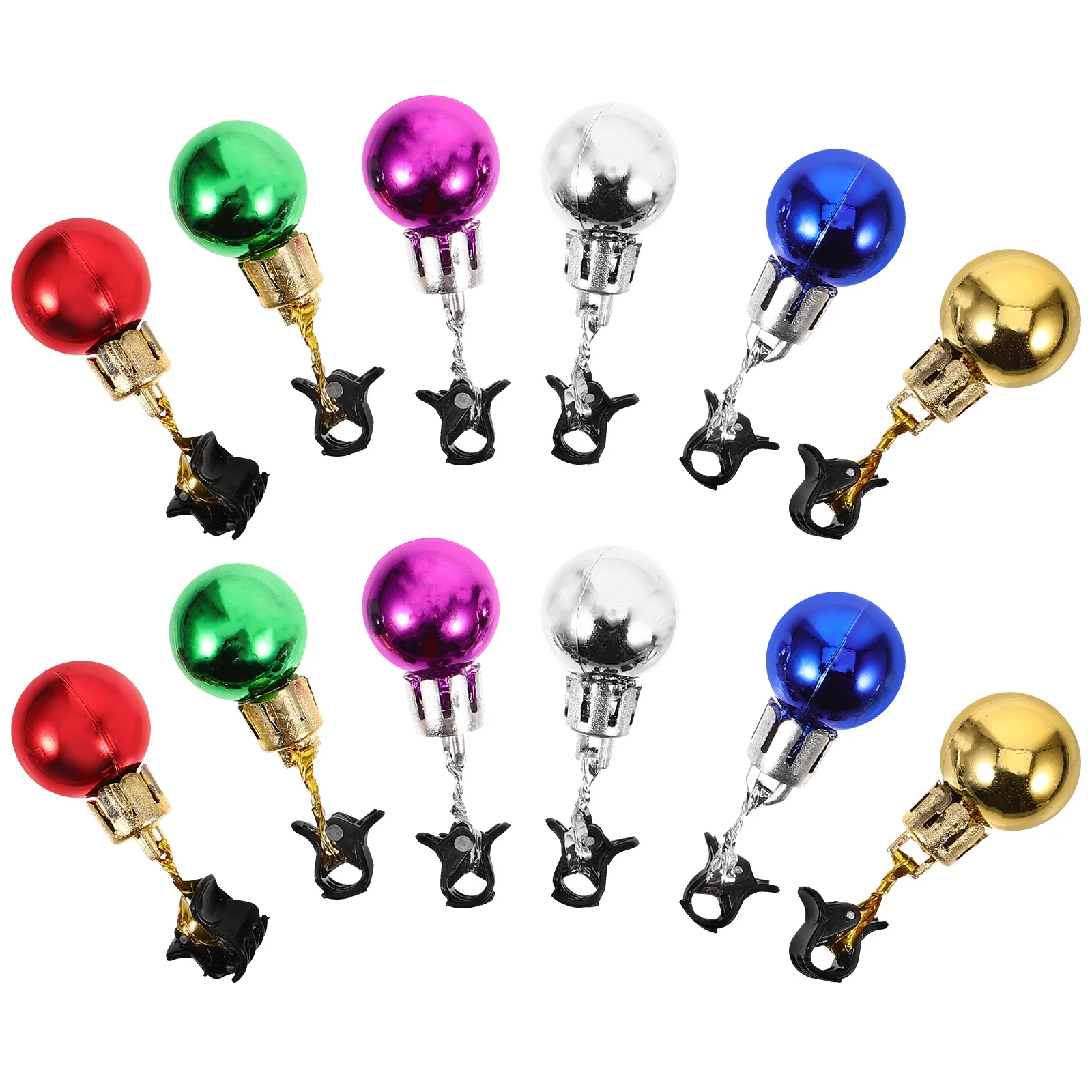 12 قطعة عيد الميلاد اللحية حبة جرس سحر مشبك سهل على الشعر اللحية قابلة لإعادة الاستخدام الملونة عطلة اكسسوارات الشعر جرس سحر