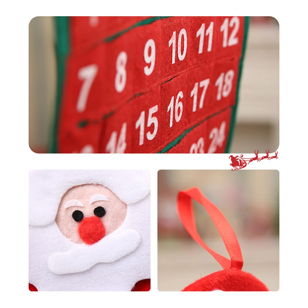 

Santa Claus Advent Calendar Christmas Hanging Decoration Non-Woven Fabric Christmas Countdown Calendar Xmas Home Decor