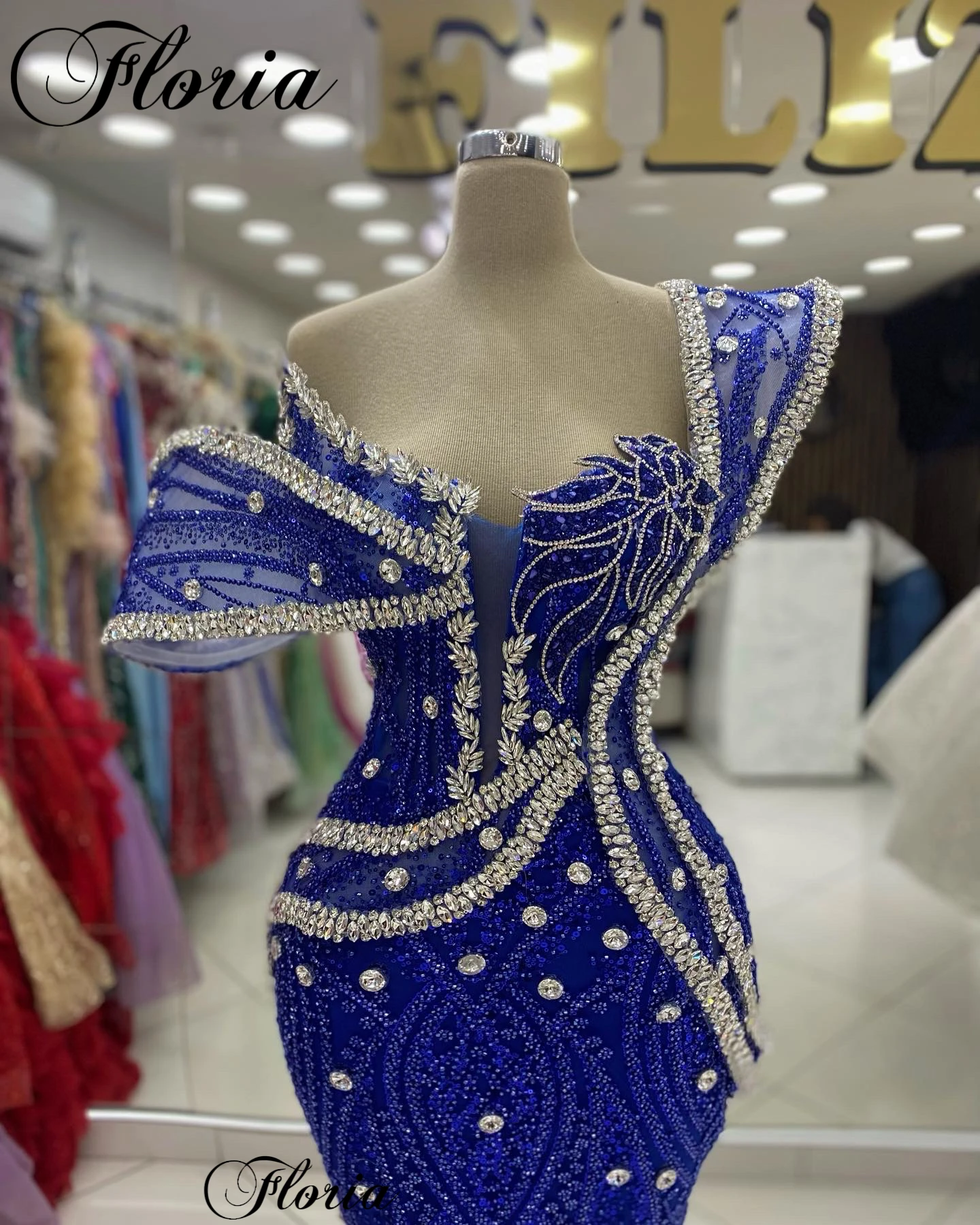 Special Royal Blue Celebrity Dresses Crystals High Fashion Evening Gowns For Women Red Carpet Runway Dresses Vestidos De Noche