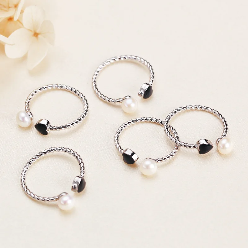 Wholesale 10pcs/lot HOT CHEAP Real 7-8mm Freshwater Pearl Ring Adjustable Finger Ring Free Size Ring Jewelry Nice Party Gift