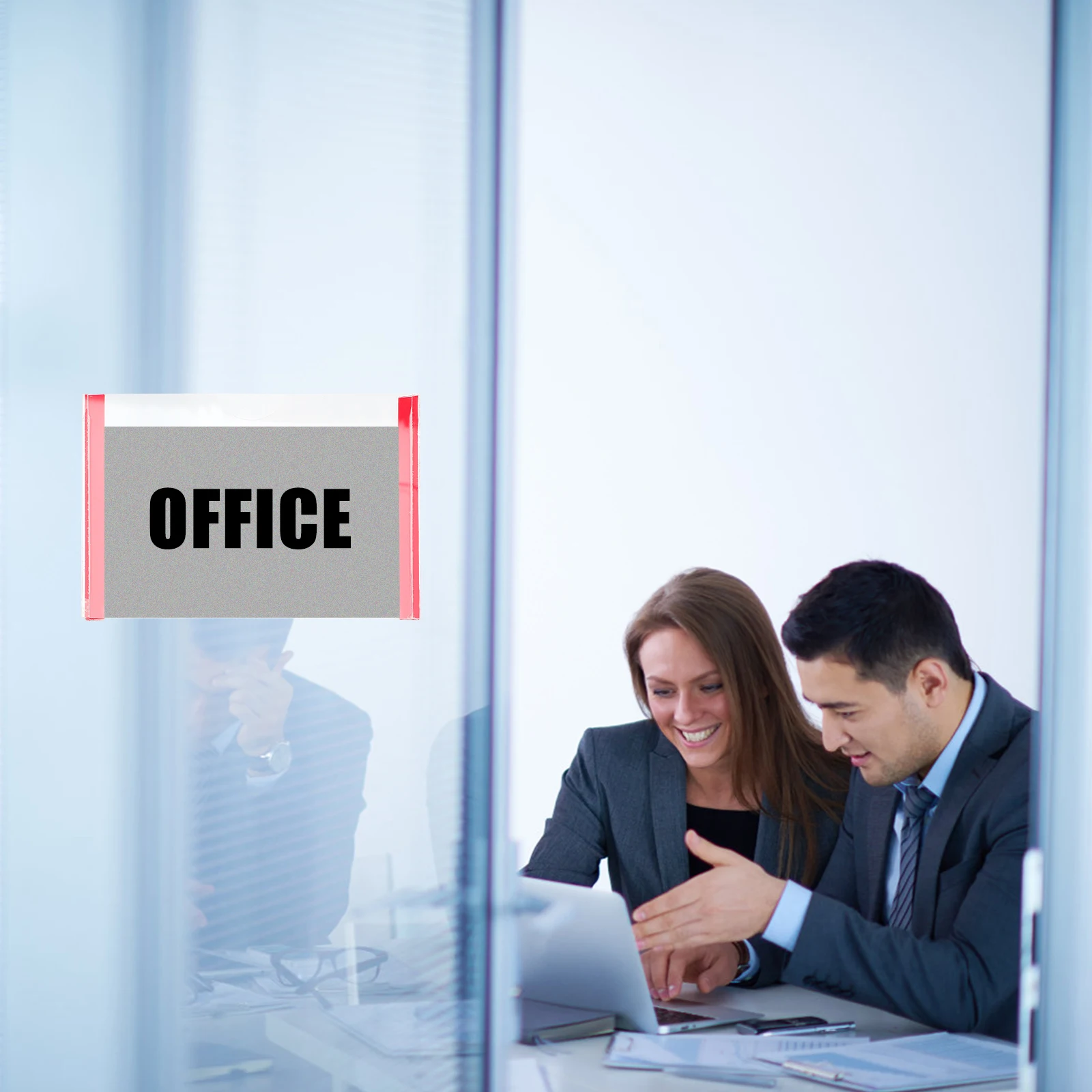 

4 Pcs Door Panel Stand Frames Office Sign Clear Holders Hanging Nameplate Adhesive Business Acrylic Hanger Horizontal