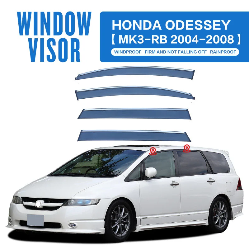 

Chrome Strips Rain Guards for HONDA ODYSSEY 3RD Generation RB 2003-2008 Window Visor Wind Deflectors Door Visor Vent Shades