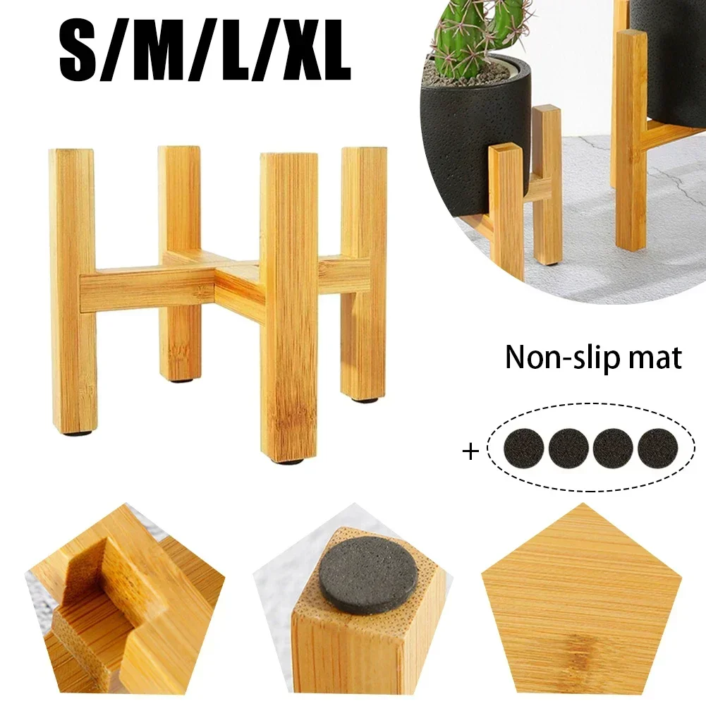 Portable Bamboo Flower Stand Mini Plant Flower Pot Wooden Holder Plant Pot Shelf Four-legged  Flower Pot Bracket Display Tool