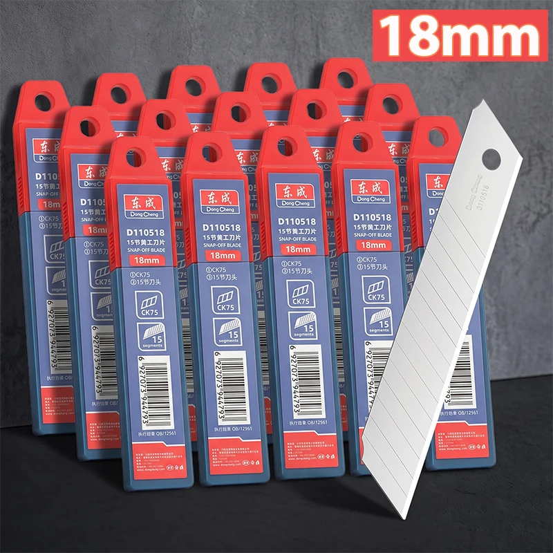 CK75 Steel Utility Knife Replacement Blades 18mm Snap Off 0.5mm Thin 60° Sharp Edge for Industrial Cutting Box Cutter DIY