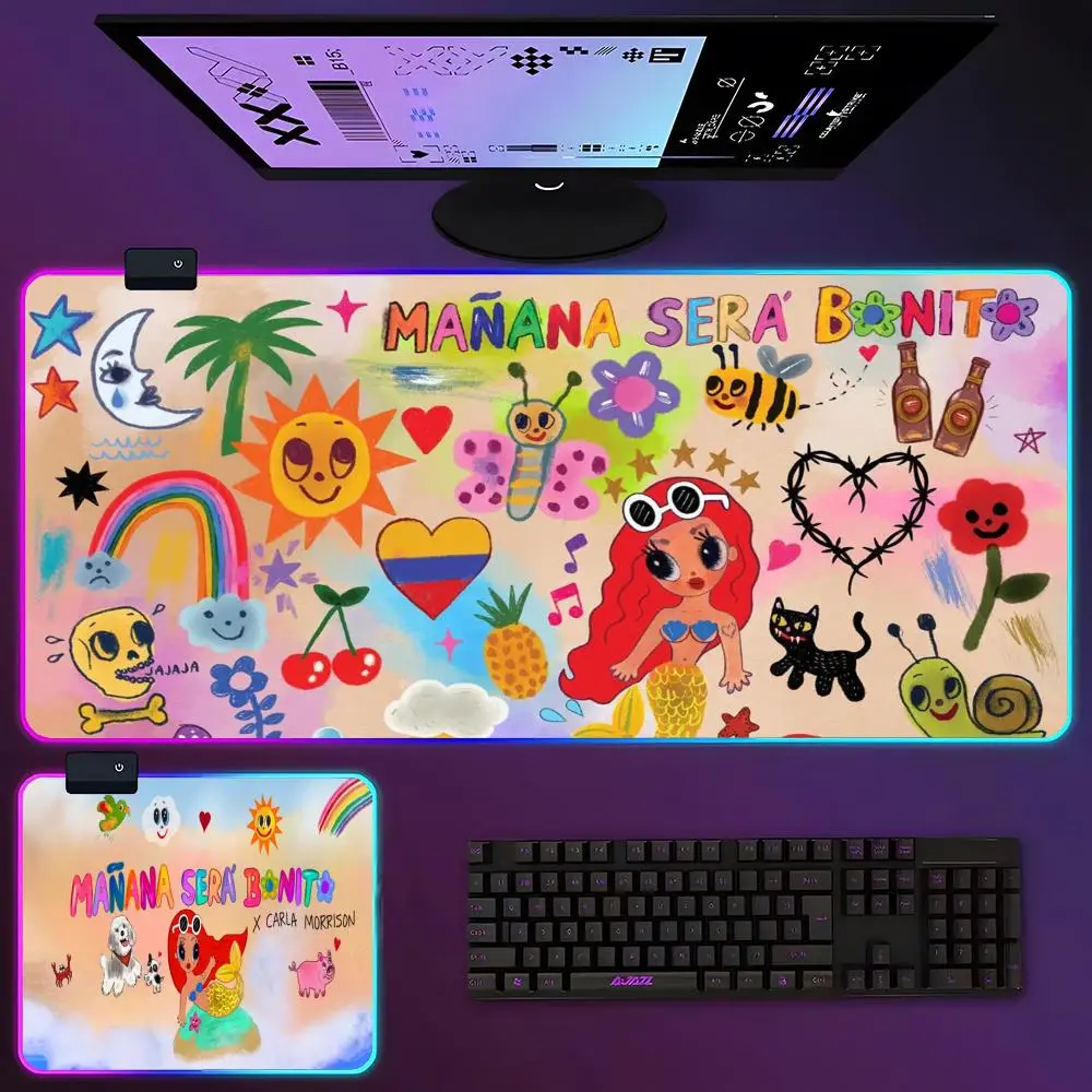 Karol G Muismat Rgb Lichtgevende 700X400Mm Grote Tafel Pad Gecodeerd Anti Slip Super Grote Muismat