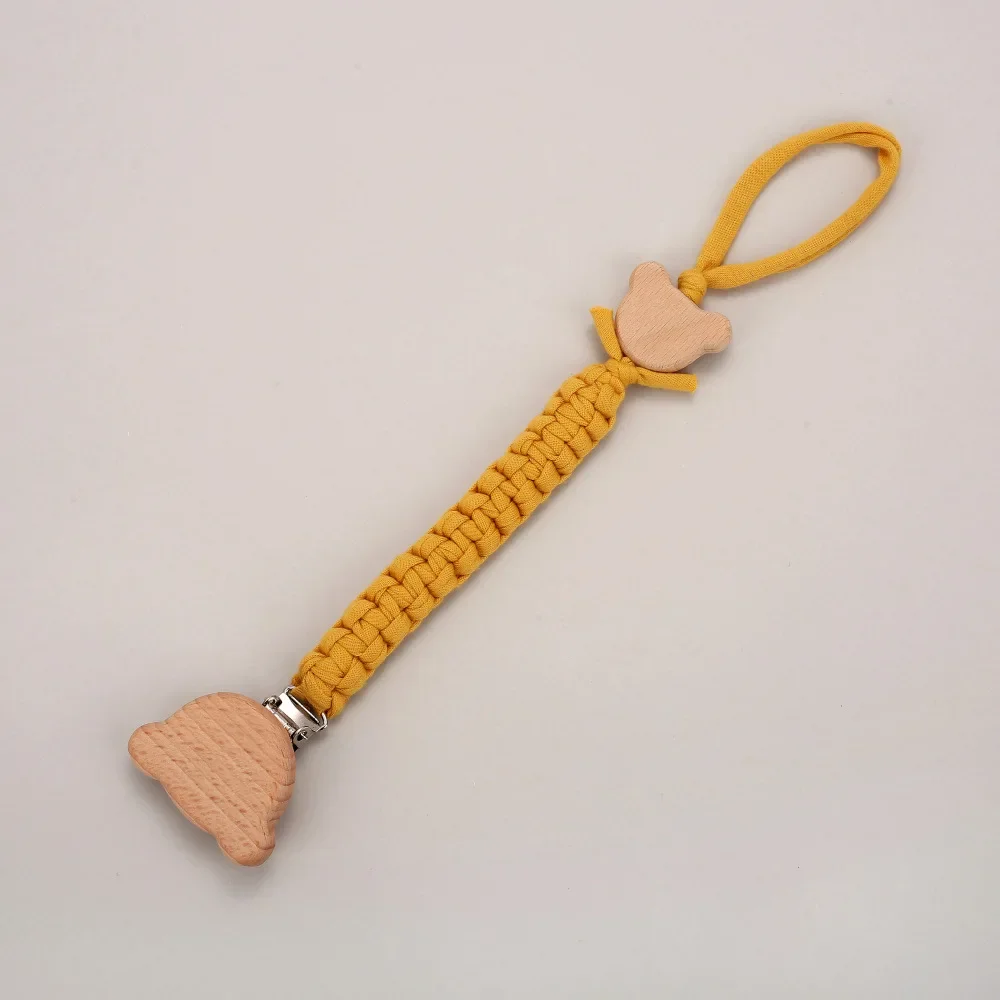 Custom Name Wooden Personalized Baby Pacifier Chain Braided Weave Dummy Nipple Holder Guard Teether Pendant Newborn Gift Stuff