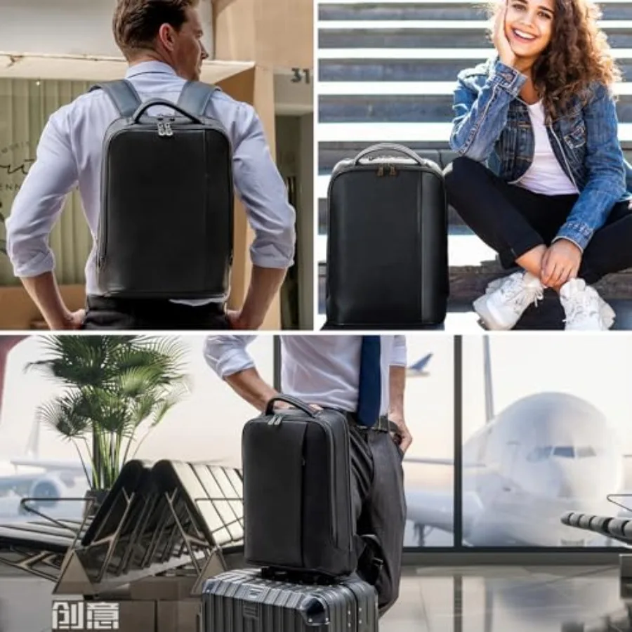 Masa Kawa حقيبة ظهر للكمبيوتر المحمول مقاس 14 بوصة من الجلد النحيف للنساء والرجال والأعمال الصغيرة والسفر والمكتب والعمل حقيبة ظهر للكمبيوتر التنفيذي Casu #2