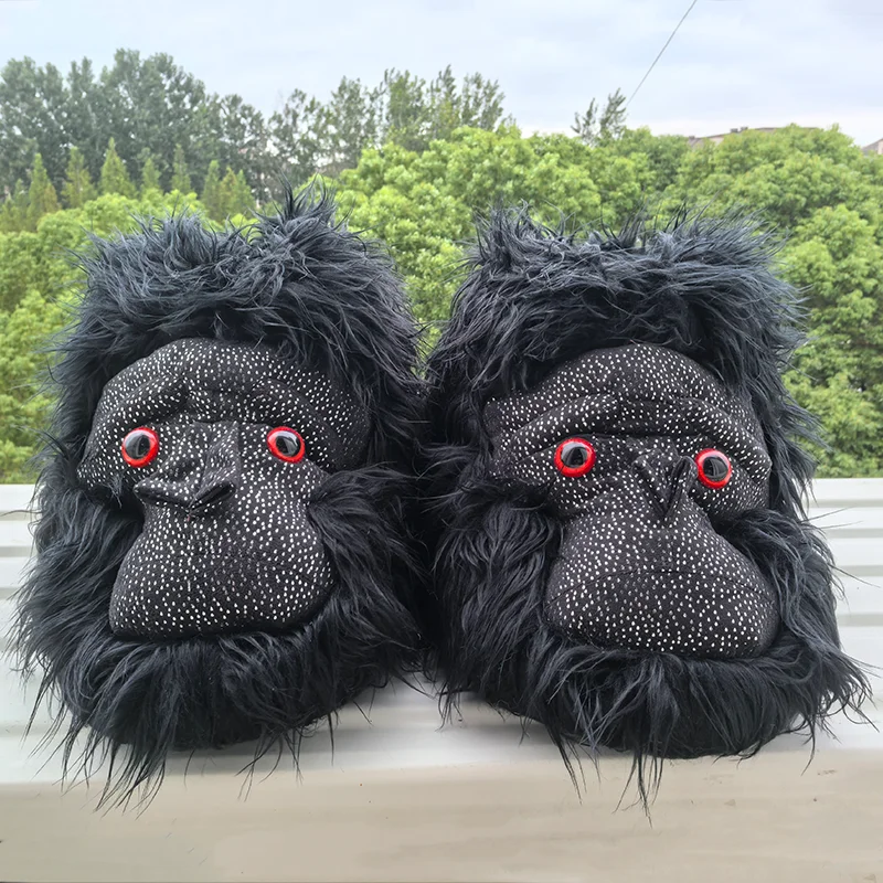

TreasuringU 2025 New Funny Chimpanzee Plush Slippers Black Monkey House Shoes Women Men Warm Indoor Soft Slipper Birthday Gift