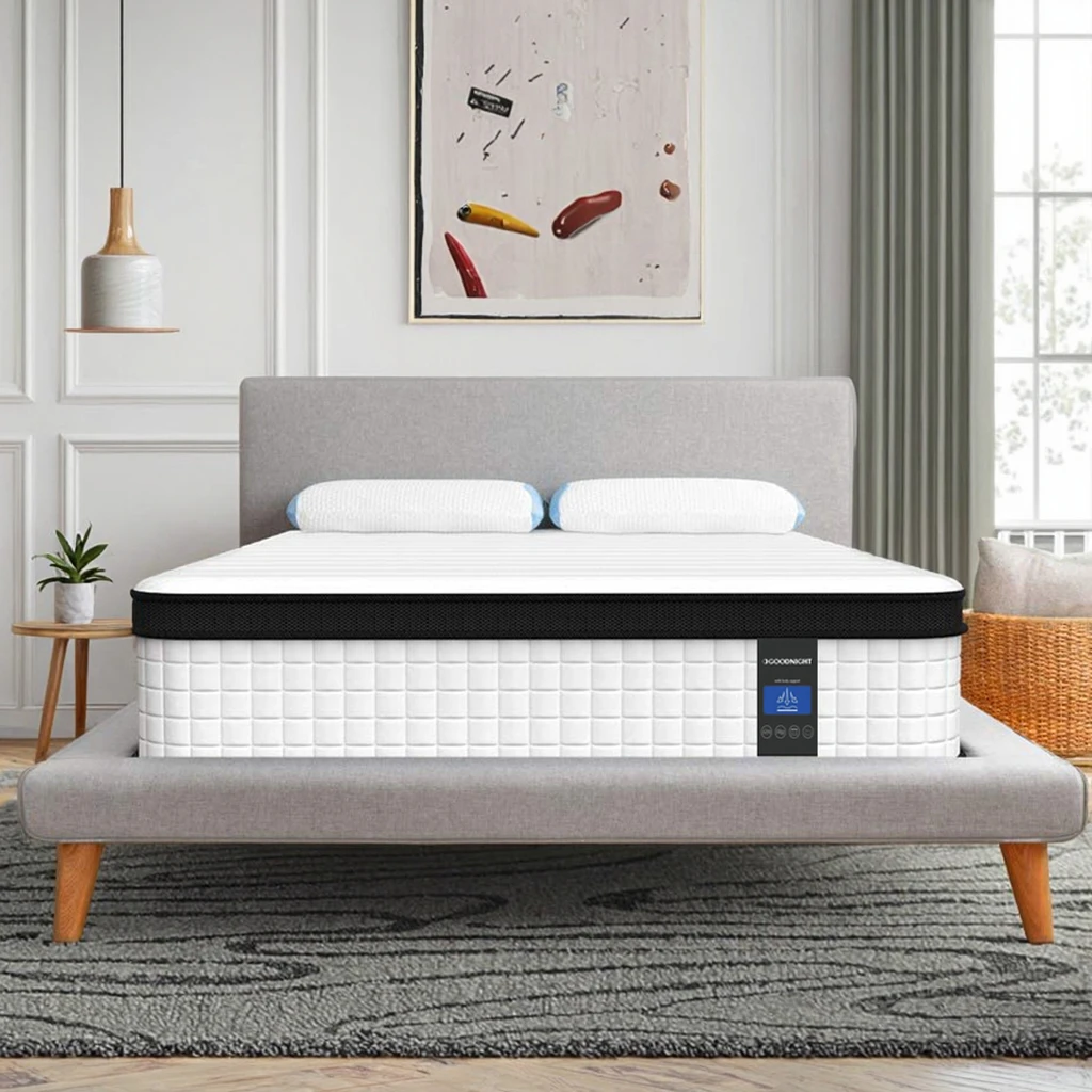 US Local Inventory Comfortable Memory Foam Hybrid Queen King Mattress Rolled Pocket Spring Coil Mattress in a Box Medium Firm
