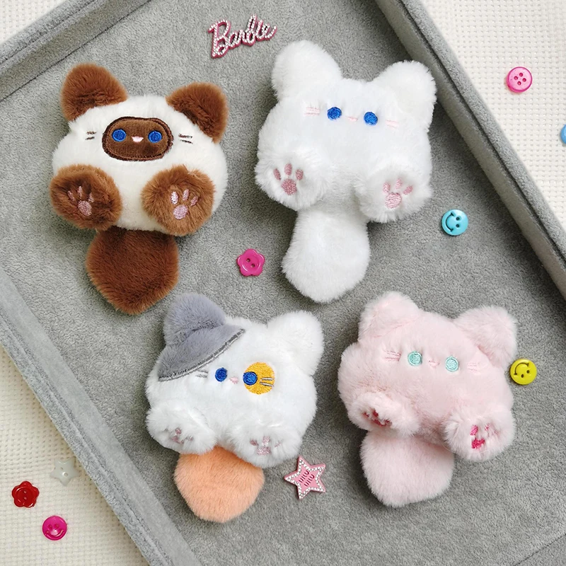 Squeak Long Tailed Cat Plush Keychain Cute Soft Stuffed Cat Keyring Bag Ornaments Kawaii Cat Plush Doll Keyring