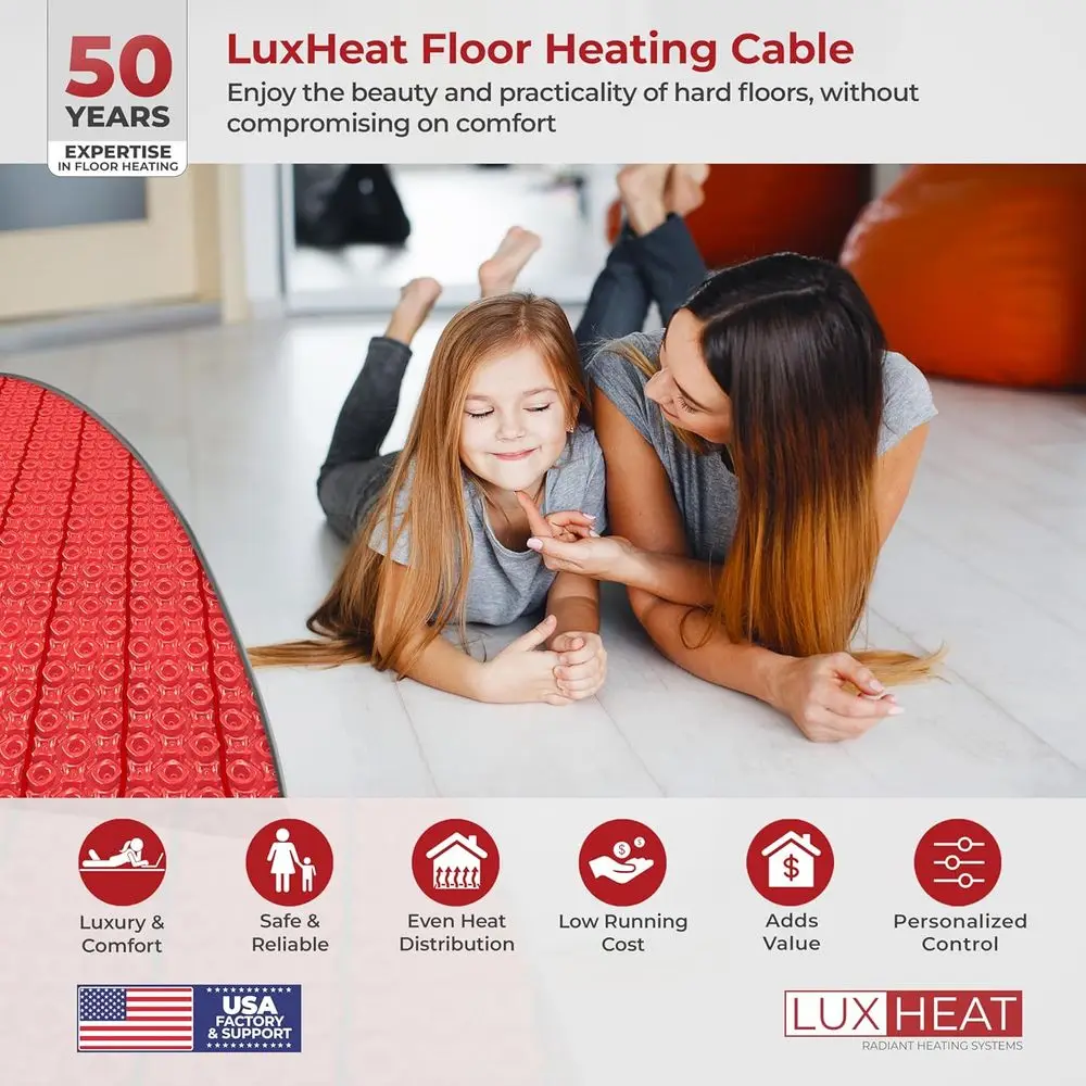 10sqft Electric Radiant Floor Heating System - 120v Heated Floor System Includes WiFi Programmable Thermostat w/GFCI, Uncoupling