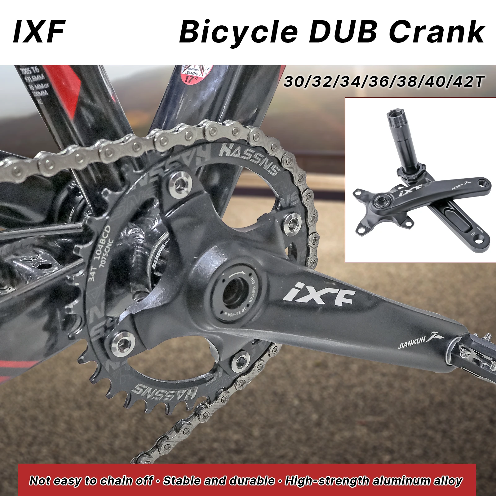 

IXF DUB Crankset Mtb Single Chainring Intregated Crank Bicycle Monoplate Cranks 30/32/34/36/38/40/42T Mountain Bike Crankset