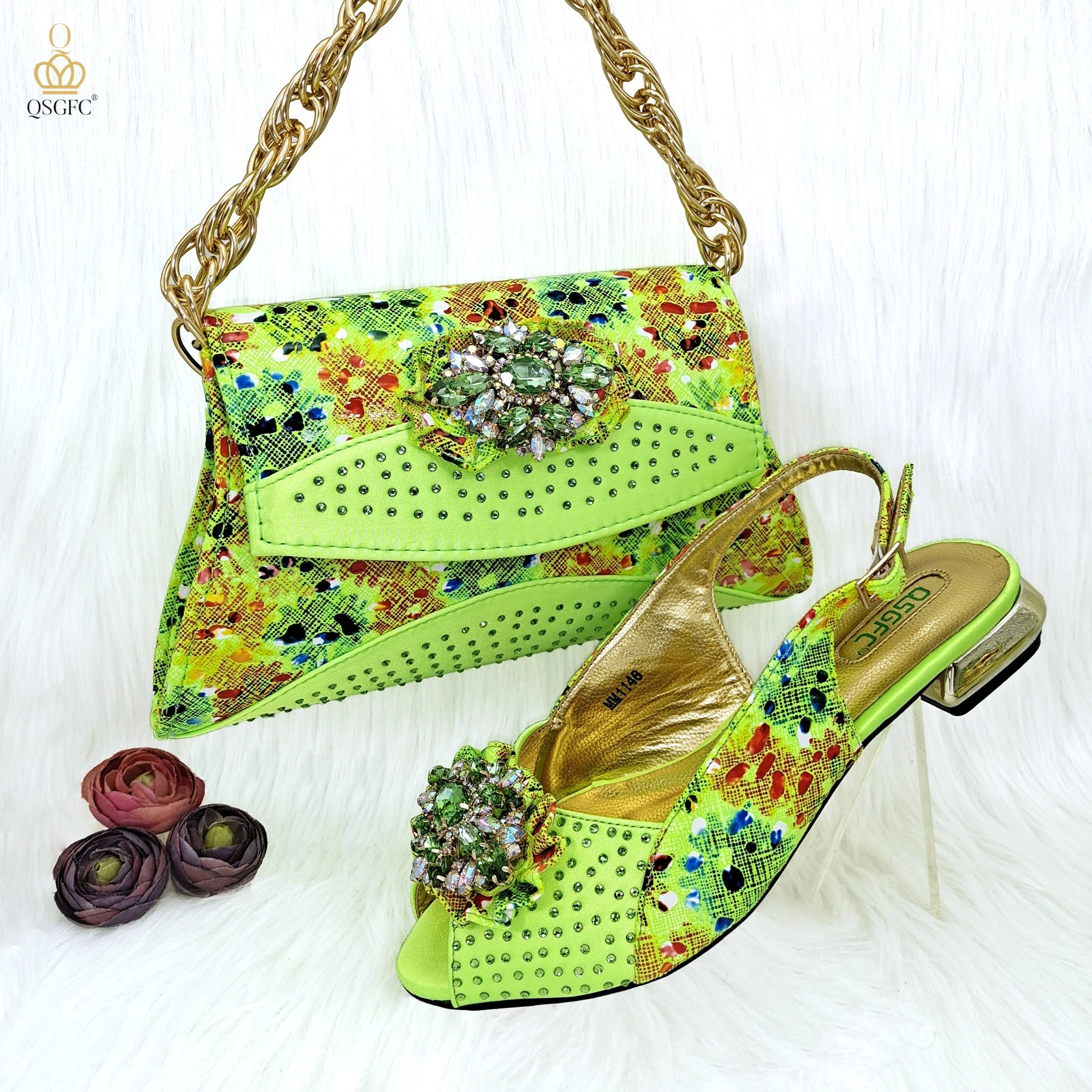 

PM African Hot Selling Shoes And Bag Nigerian Fashion Style Ladies Shoes and Bag Set in Lemon Color for Party Wedding