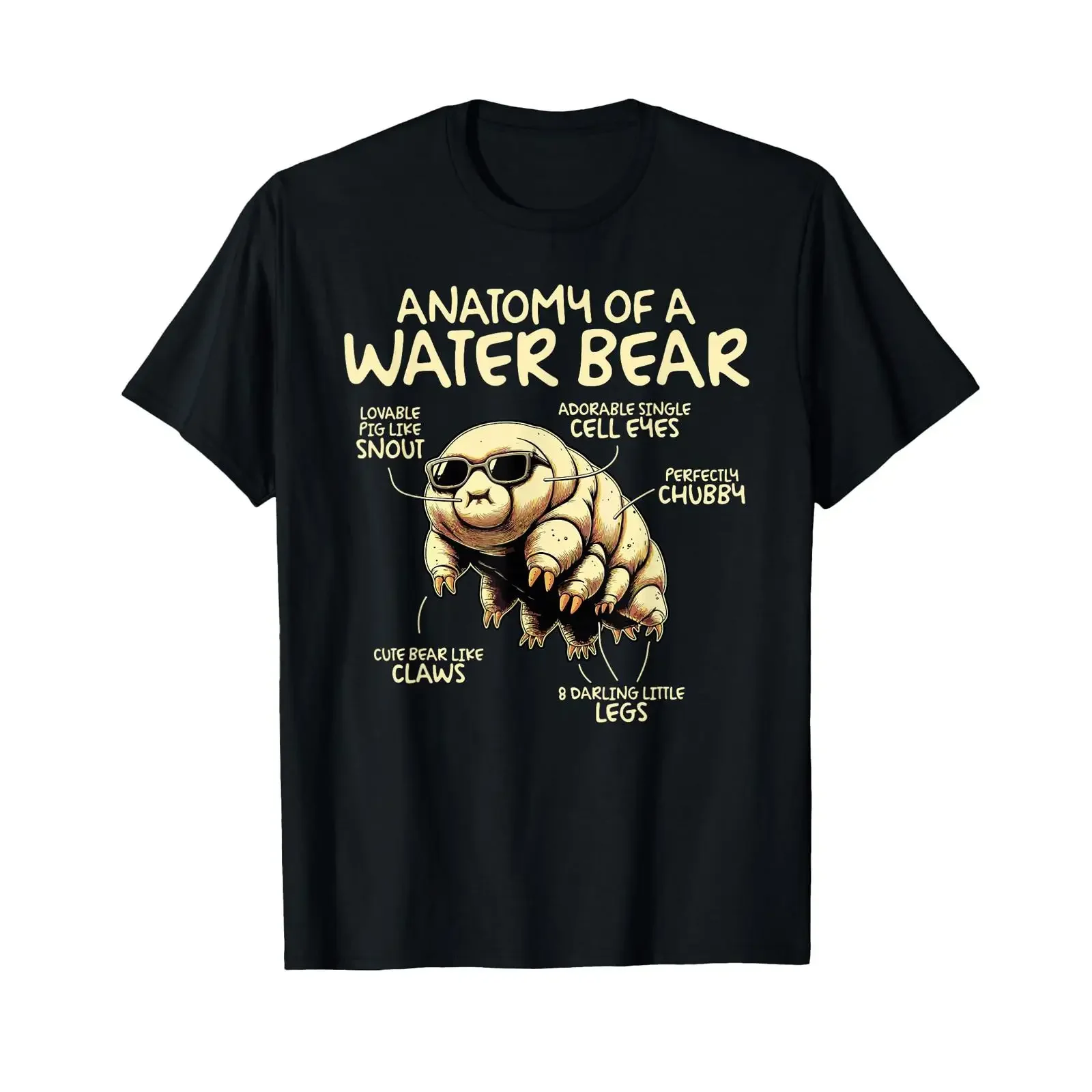 Anatomy Of A Water Bear Funny Tardigrade T Shirt vintage Washed fashion Versatile Unisex Soft designer clothes homme streetwear